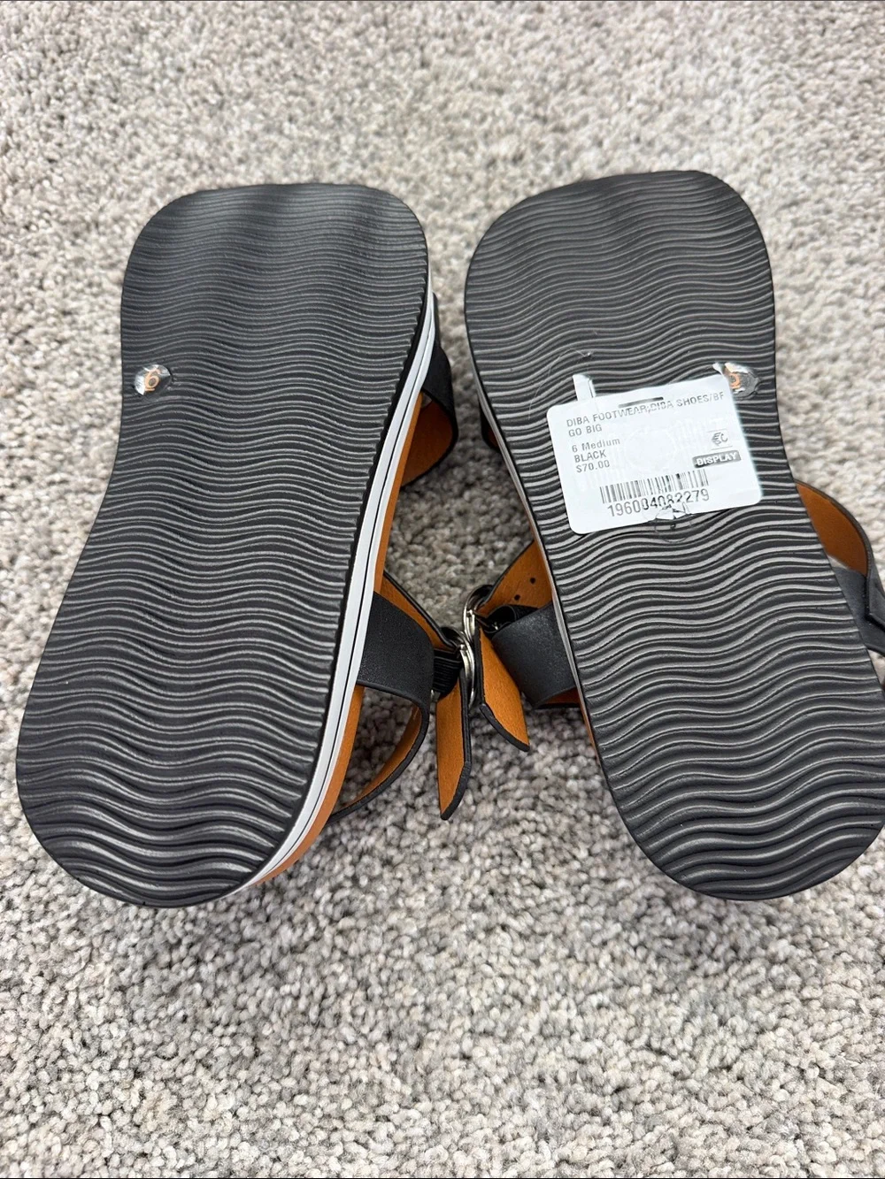 NWB Diba Tru Black Strap Wedge Sandals, Sz. 6